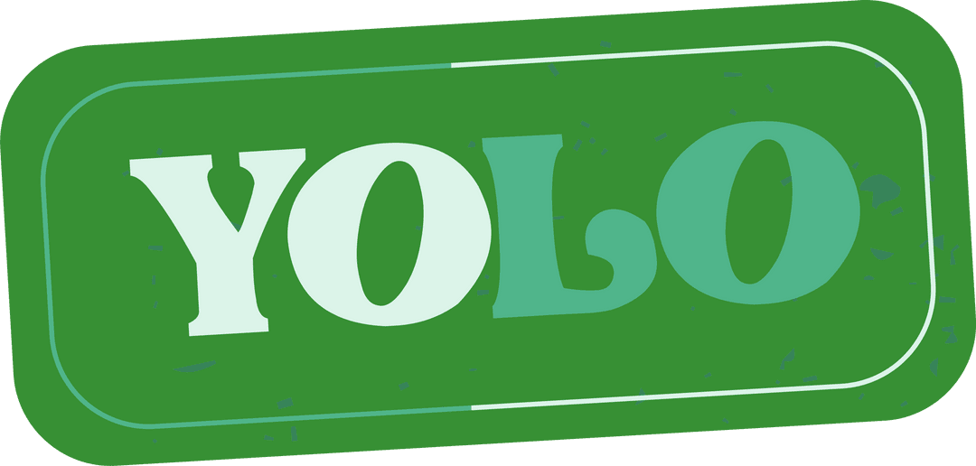YOLO Stamp Design on Transparent Green Background