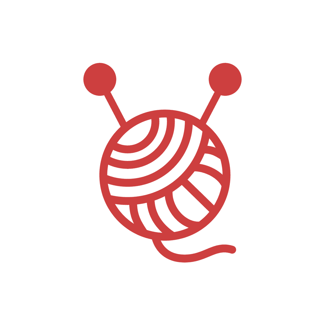 Yarn Ball with Needles Icon on Transparent Background