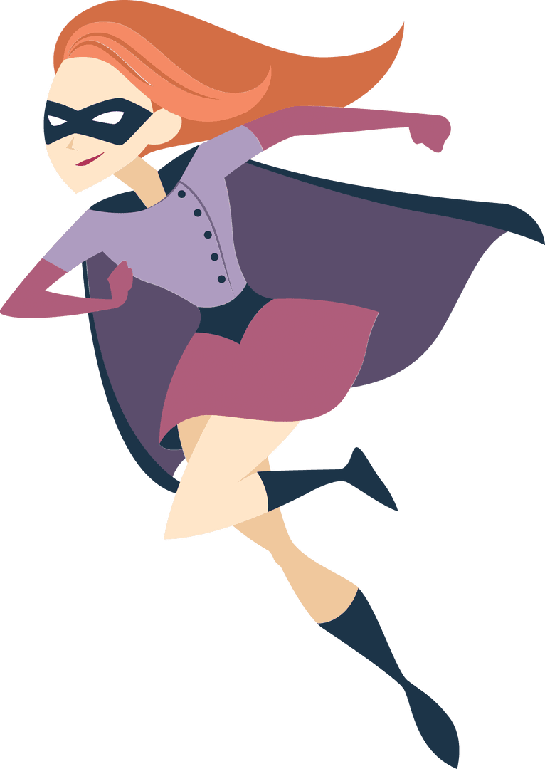 Dynamic Female Superhero Icon on Transparent Background