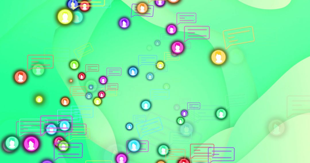 Abstract Social Media Interaction with Chat and User Icons
