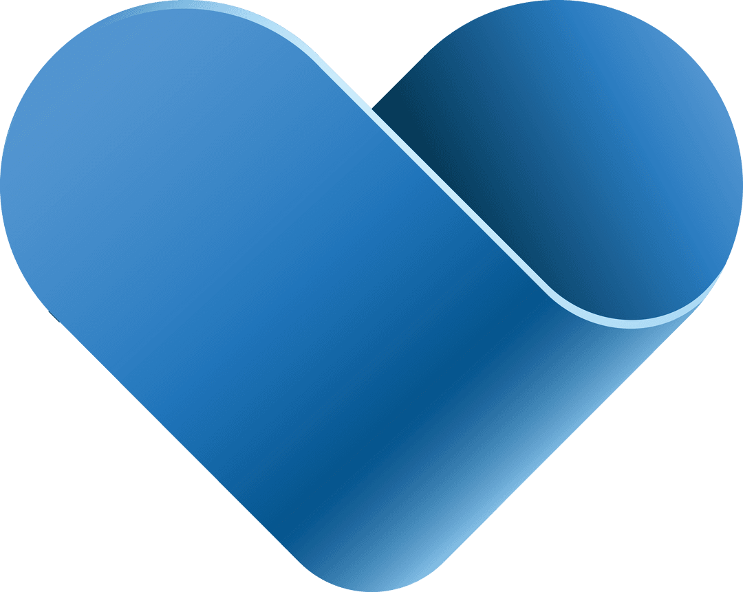 Blue 3D Heart Design Vector on Transparent Background