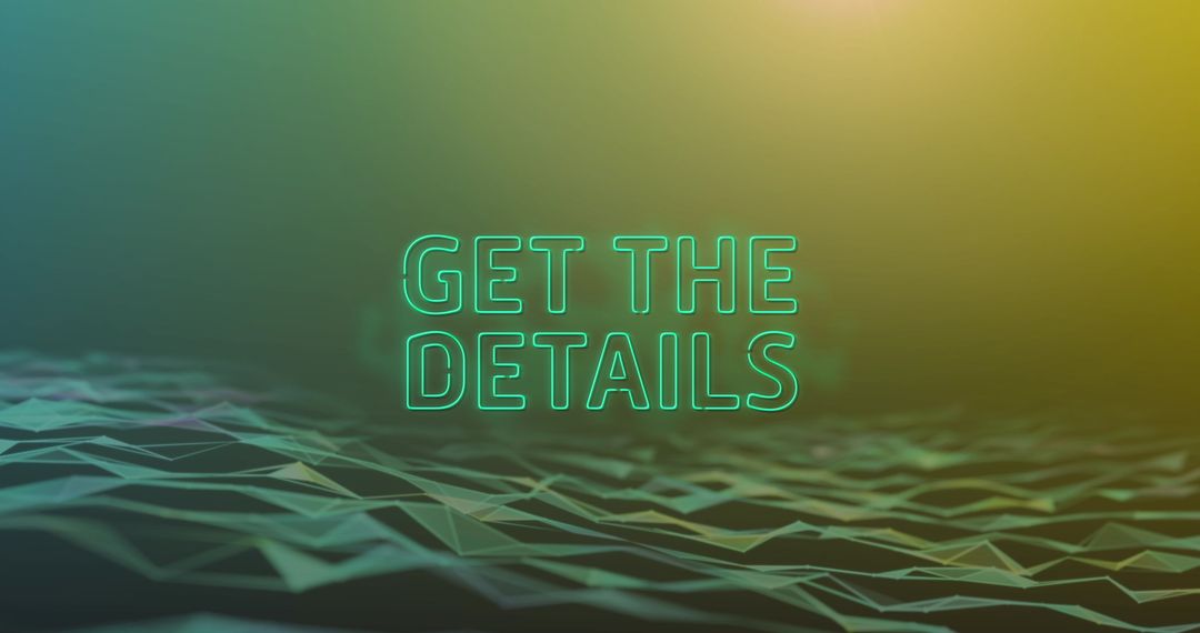 Neon Text on Polygonal Digital Wave Background