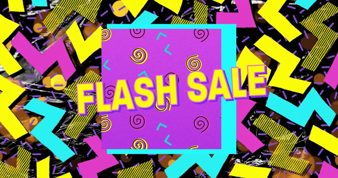 Colorful Retro Flash Sale Banner with Abstract Patterns