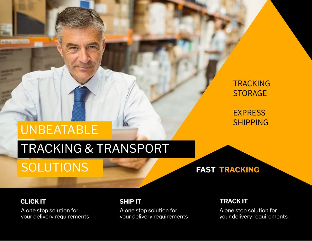 Confident Professional in Warehouse Promoting Logistics Services