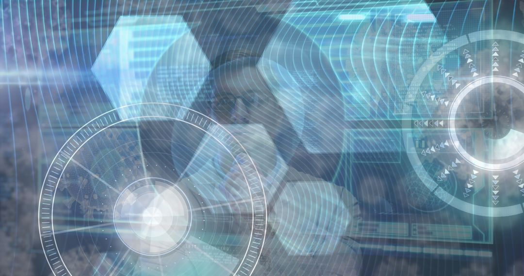 Analytical Businessman Analyzing Futuristic Digital Interface