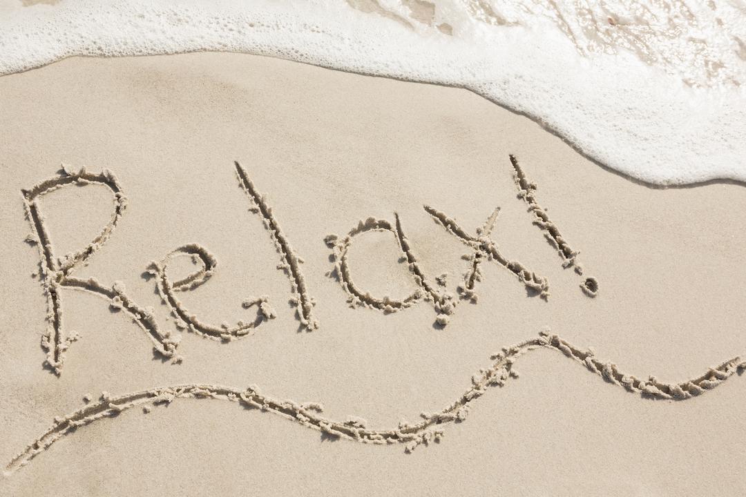 Relax Written in Sand on Beach - Free Images, Stock Photos and Pictures on Pikwizard.com