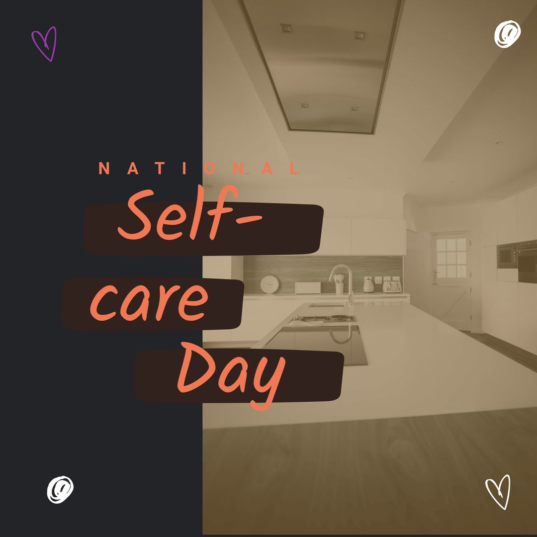 National Self-Care Day Message in Modern Kitchen Setting