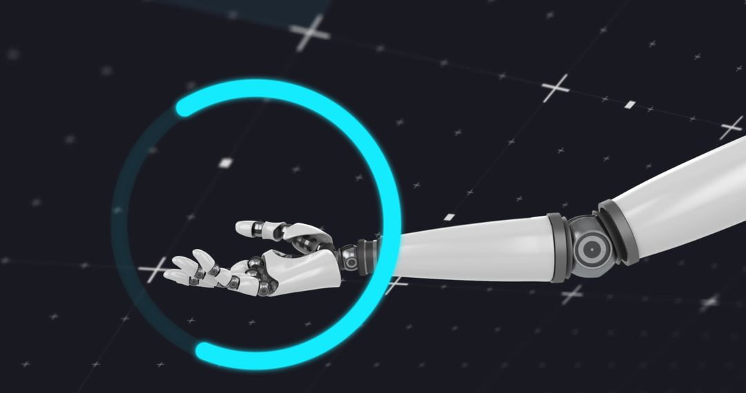 Futuristic Robotic Arm with Digital Interface Elements