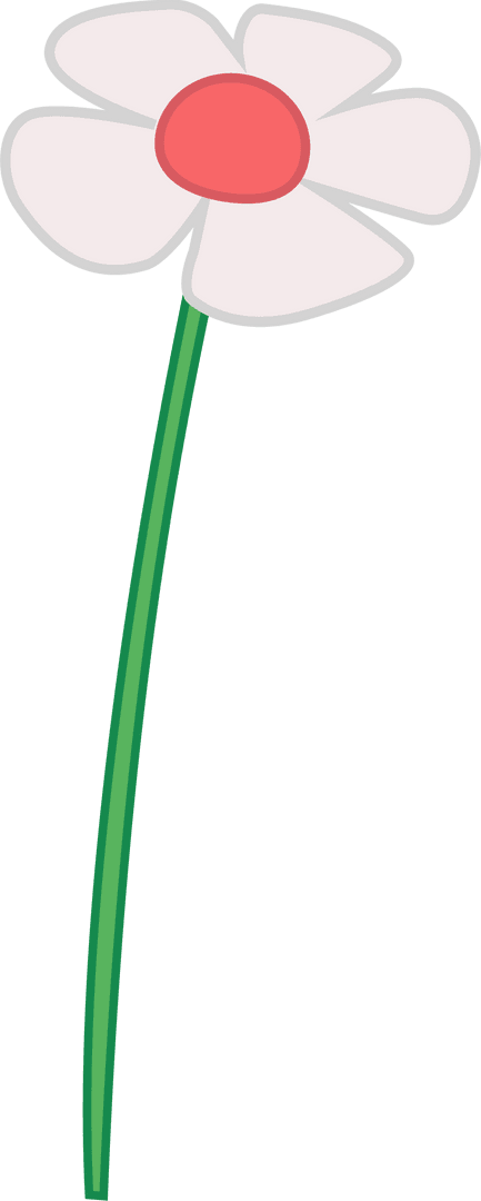 Stylized Transparent Flower with White Petals and Red Center