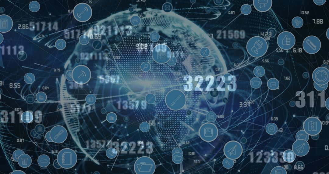 Global Digital Network Connections Overlaid on Earth