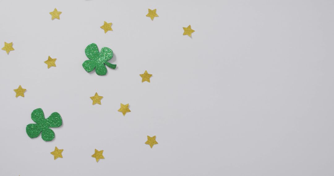 Shamrocks and Stars on White Background Celebrating St Patrick's Day - Free Images, Stock Photos and Pictures on Pikwizard.com