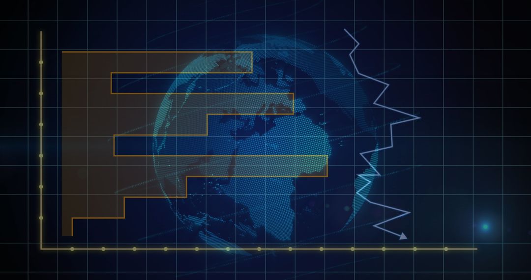 Digital Data Processing on Globe Interface Background