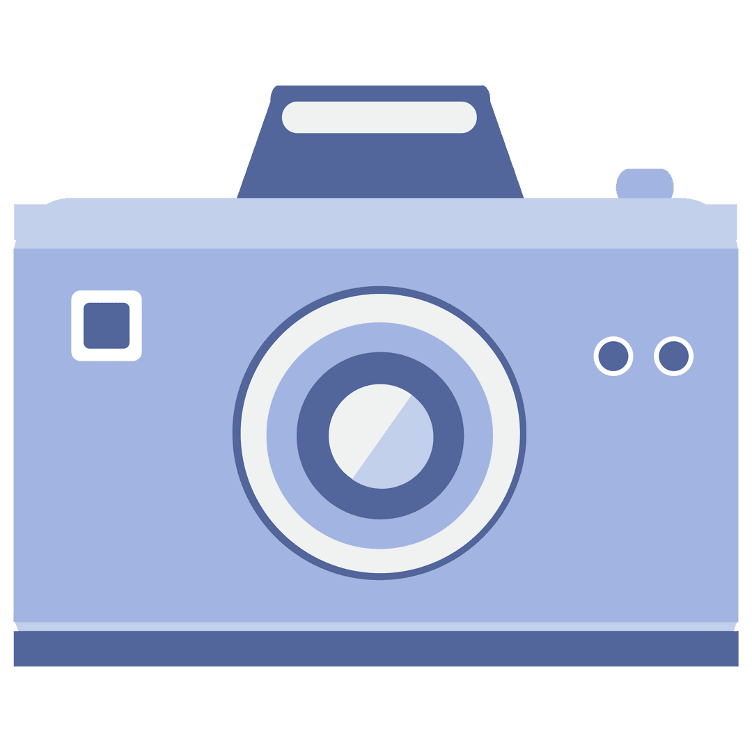 Blue Digital Camera Icon on Transparent Background Vector Illustration