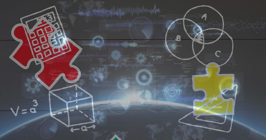 Puzzle Pieces and Math Equations Symbolizing Learning Support