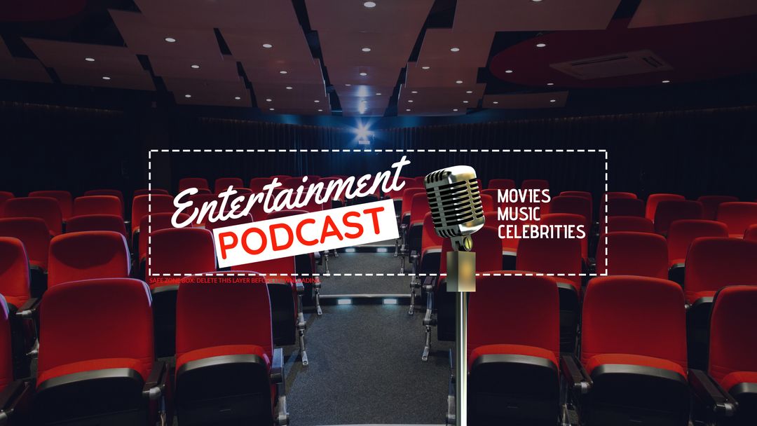 Entertainment Podcast Promotion in Empty Theater with Vintage Microphone