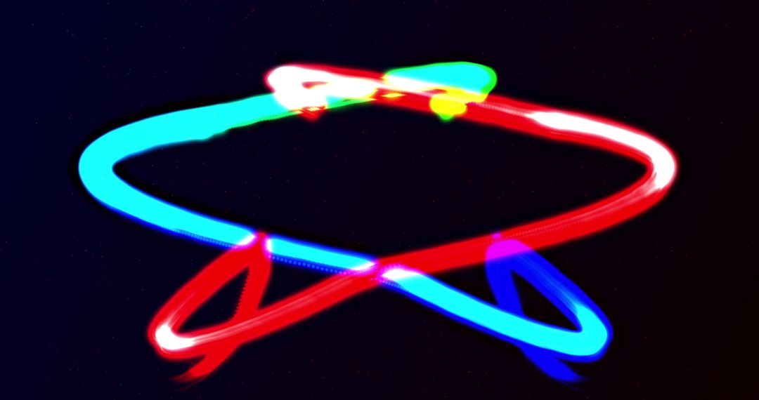Abstract Neon Light Trails Design on Black Background