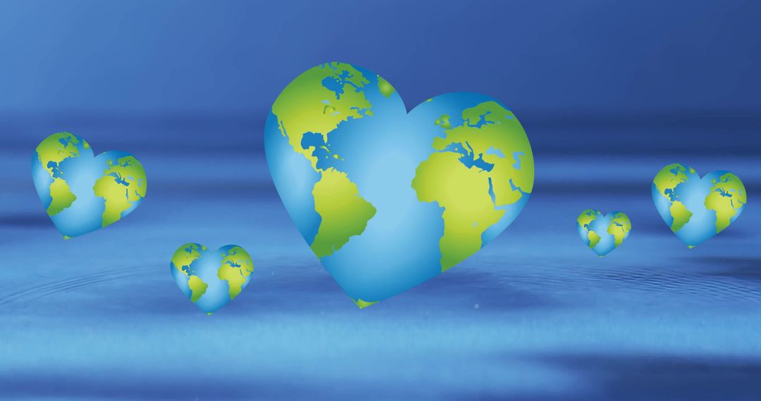 Heart-Shaped Globes Symbolizing Global Unity and Love
