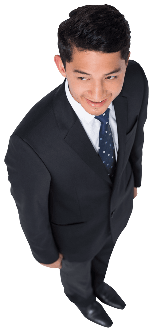 Smiling Asian Businessman Standing on Transparent Background