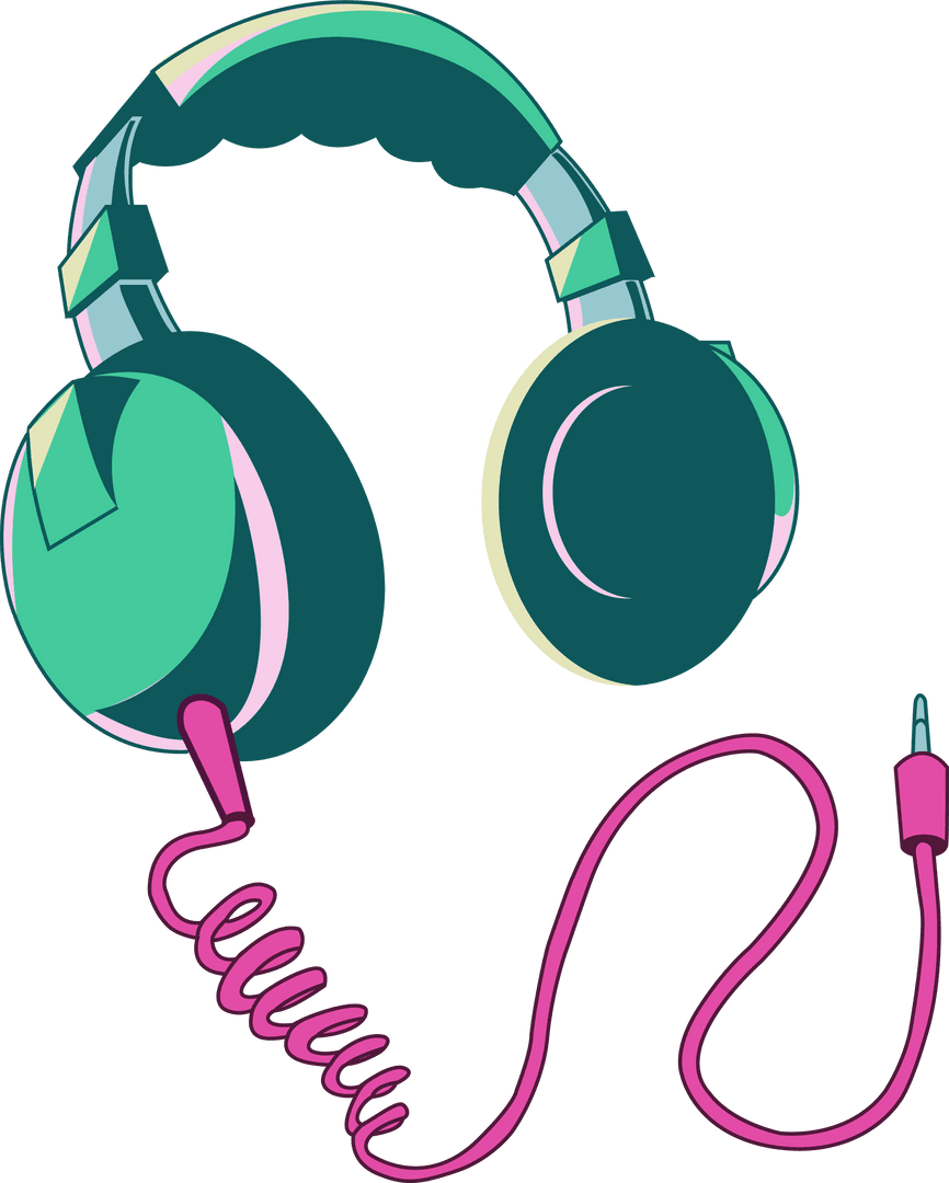 Stylish Flat Design Over-Ear Headphones with Transparent Background