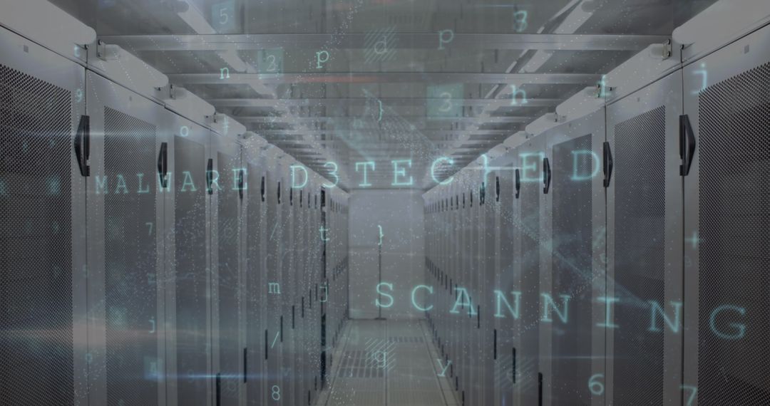 Cyber Threat Alert in Modern Server Room