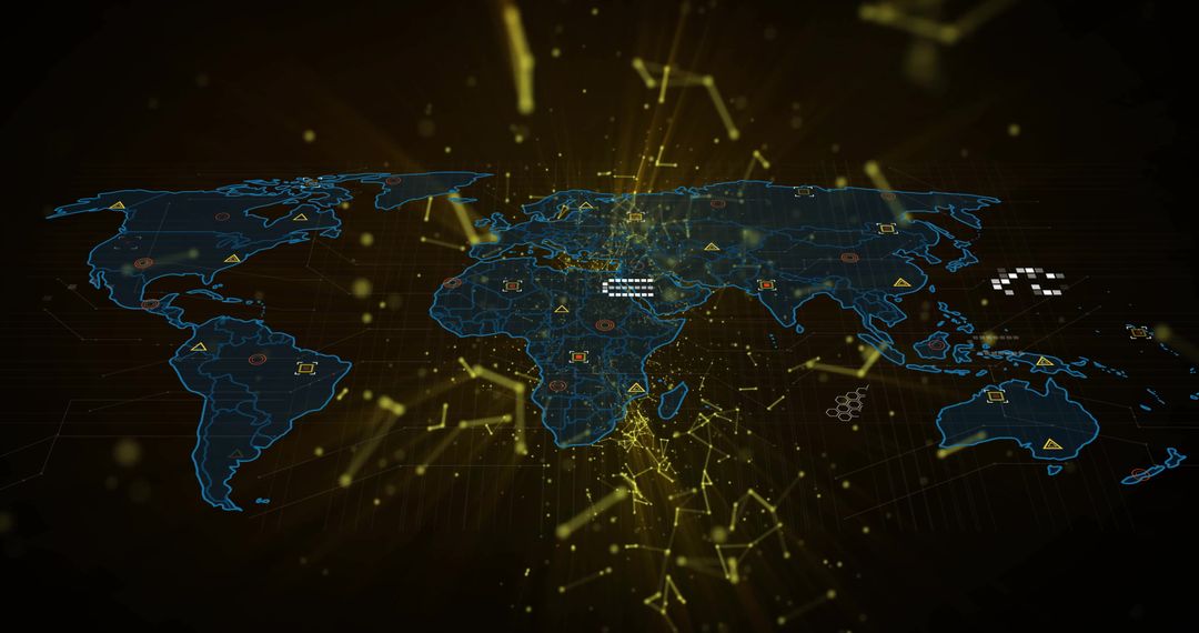 Digital Global Network Connections on World Map