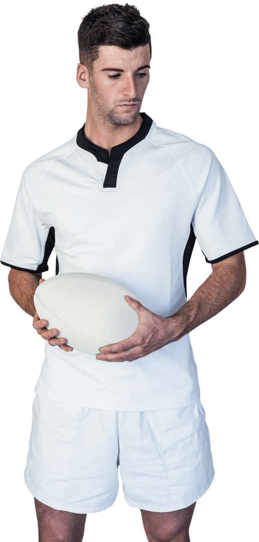 Rugby Player Holding Ball Transparent Cutout