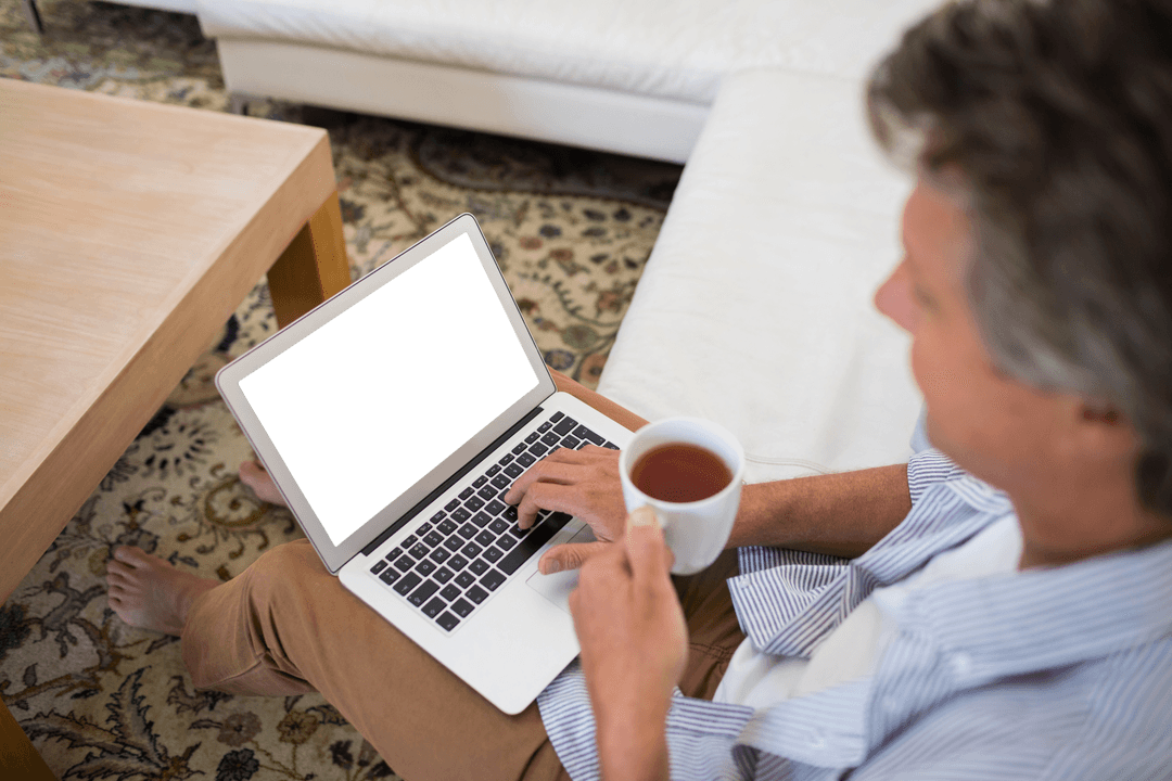 Transparent Screen Laptop with Comfortable Coffee Break Setup