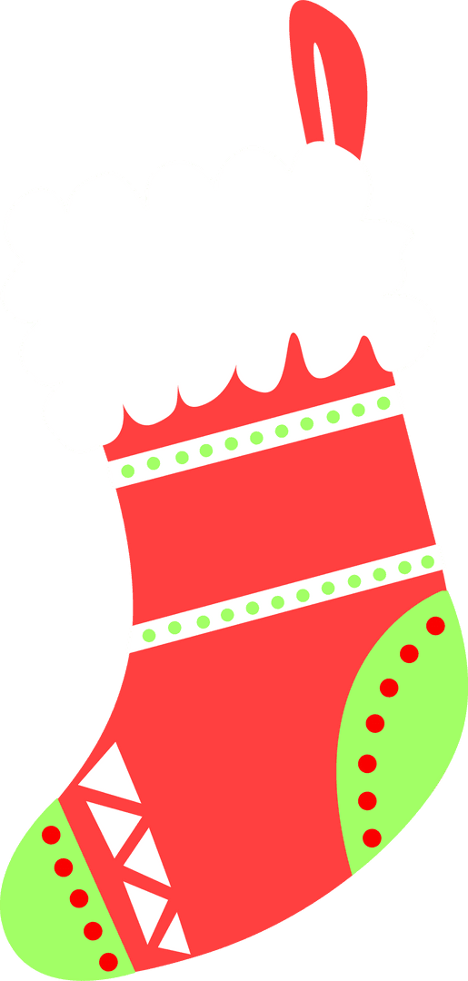 Festive Christmas Stocking on Transparent Background
