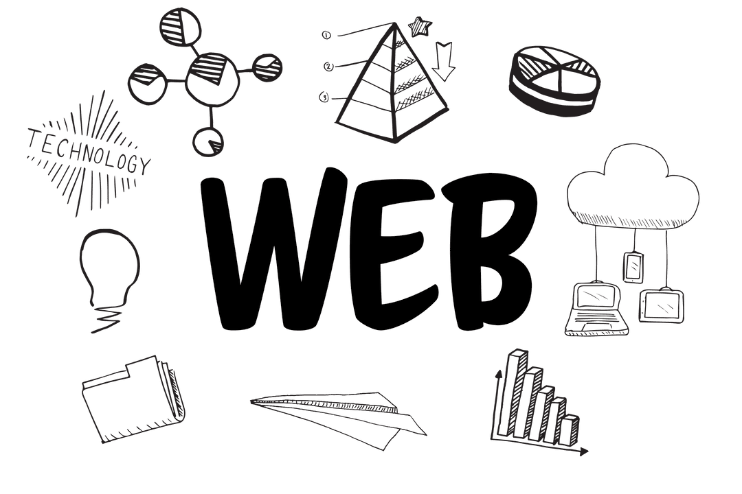 Symbols of Communication and Network on Transparent Background