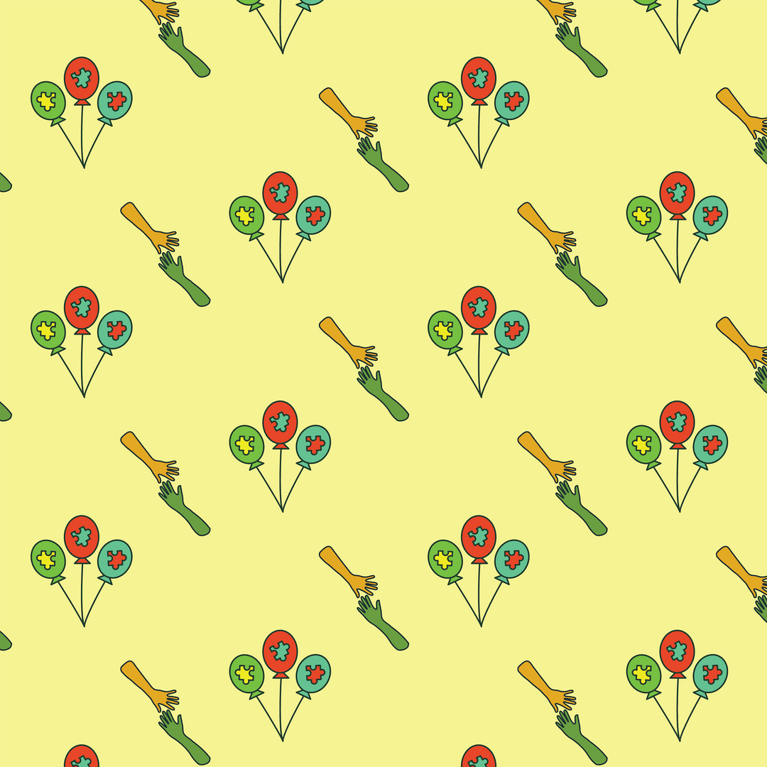 Transparent Pattern of Holding Hands and Puzzle Balloons