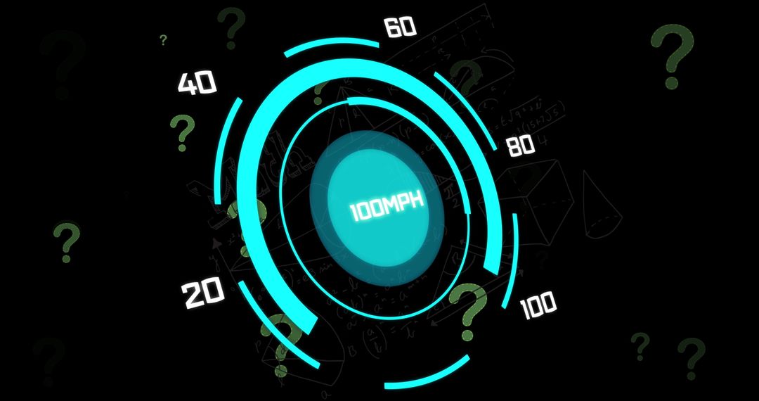Digital Speedometer Display with Mystery Elements on Black Background