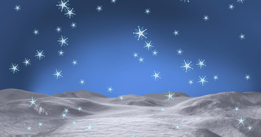 Falling Snowflakes over Snowy Landscape and Dark Blue Sky - Free Images, Stock Photos and Pictures on Pikwizard.com