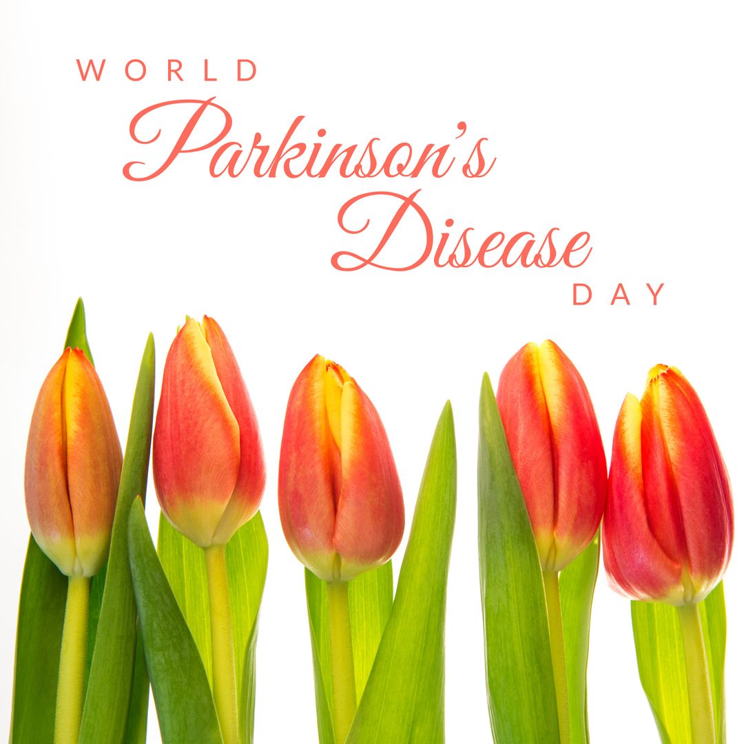 World Parkinson's Disease Day Tulips Against White Background - Download Free Stock Templates Pikwizard.com