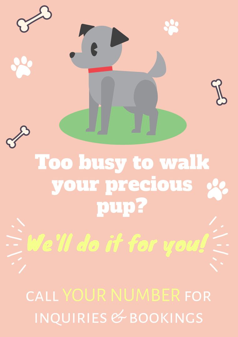 Dog Walking Services Promotion with Happy Cartoon Dog