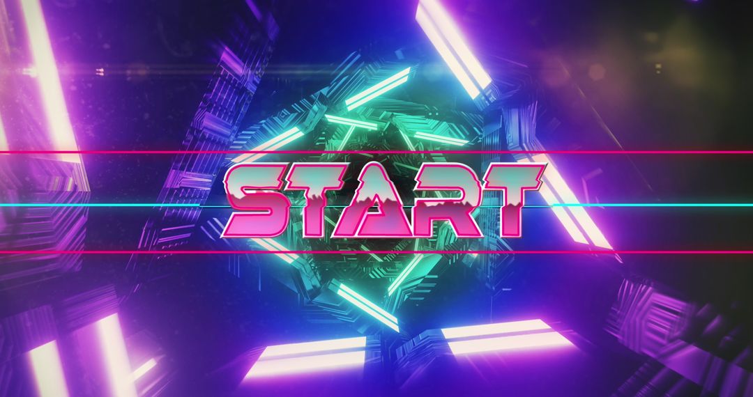 Neon Glowing Tunnel Game Start Banner