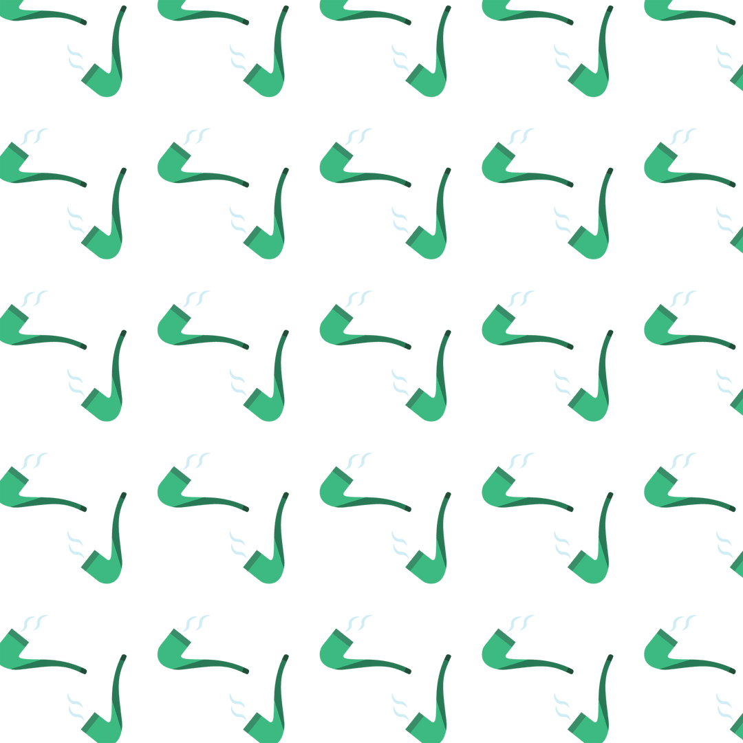 Seamless pattern of green flasks on transparent background