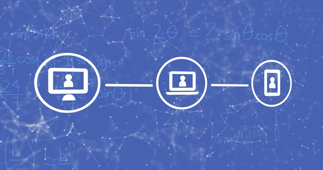 Digital Networking Icons with Mathematical Connections Design