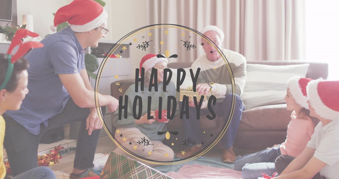 Caucasian Family Celebrating Christmas Together with Joyful Expressions