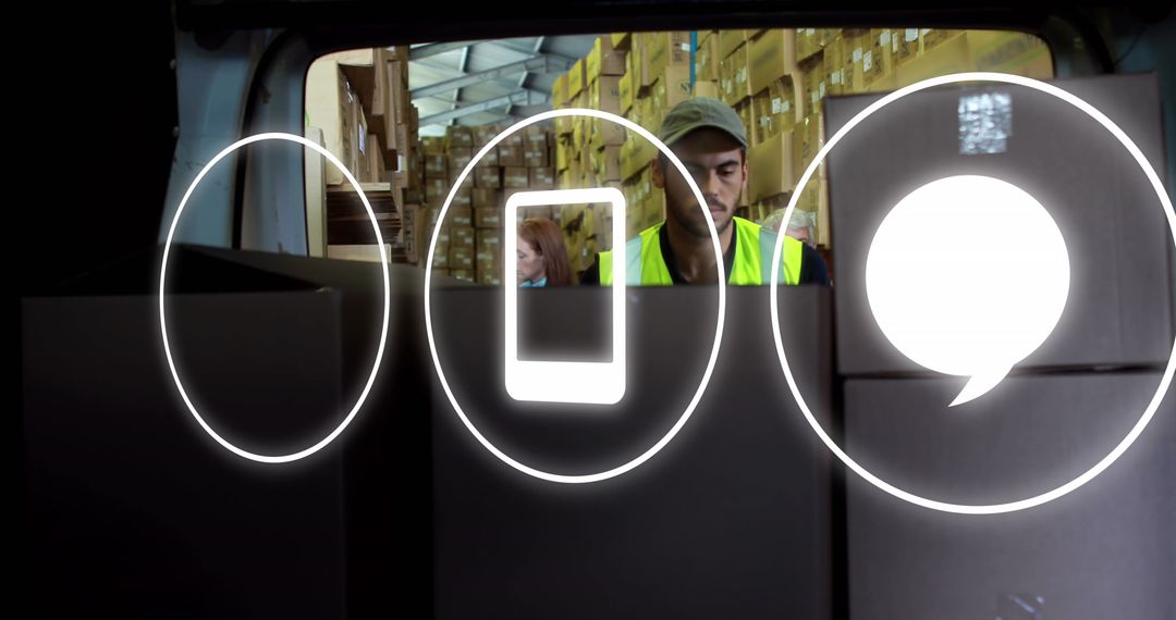 Warehouse Worker Loading Vehicle with Cargo Boxes