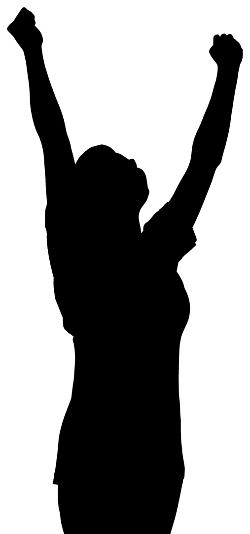 Silhouette of Woman Cheering on Transparent Background Vector