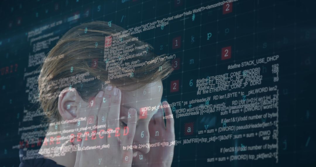 Overwhelmed person encounters complex coding challenges