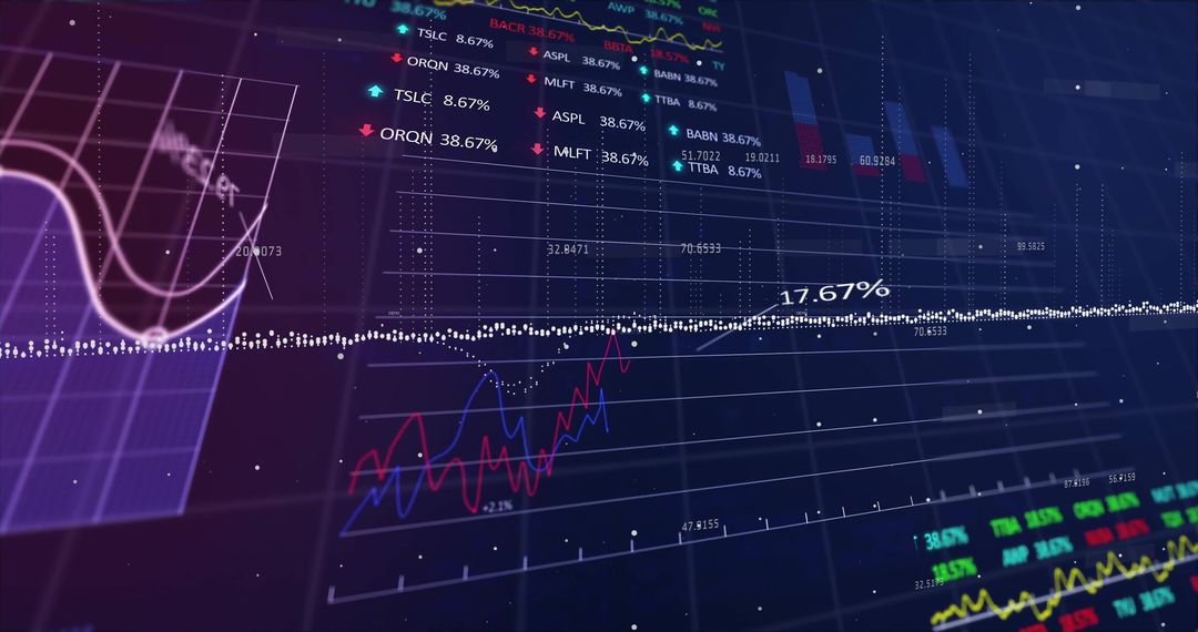 Rising Earnings Chart on Digital Trading Screen with Cryptocurrency Tickers