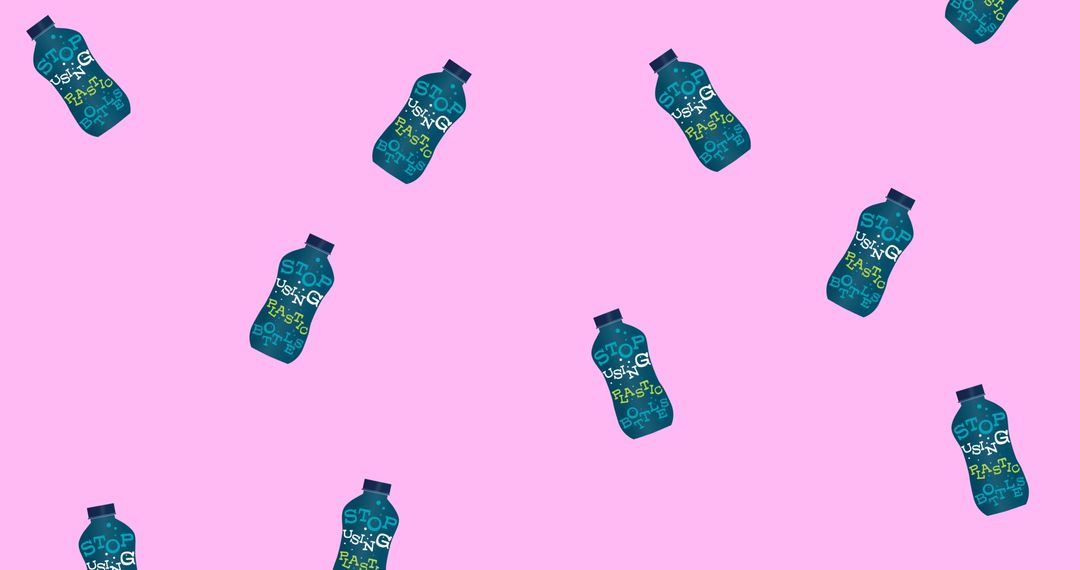Pattern of Plastic Bottle Icons with Environmental Message