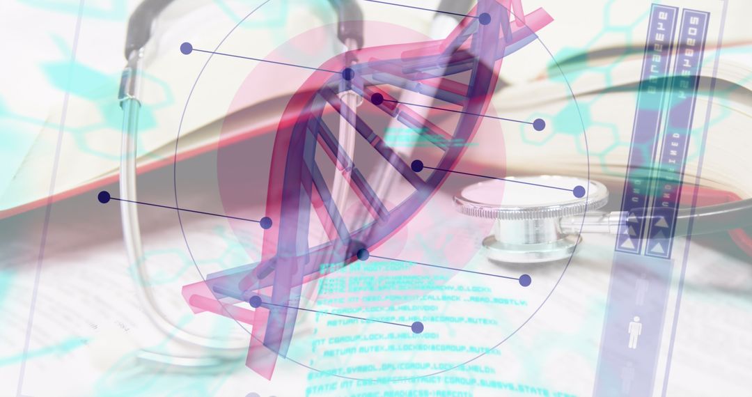 DNA Strand and Stethoscope Representing Modern Healthcare