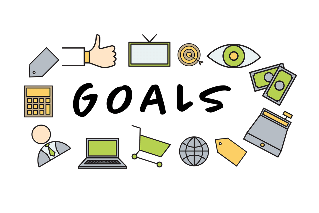 Digital Business Goals Icons on Transparent Background