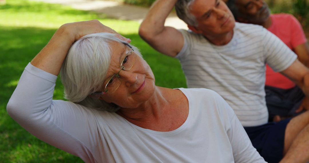 Senior Group Enjoying Outdoor Stretching Exercise for Wellbeing - Free Images, Stock Photos and Pictures on Pikwizard.com