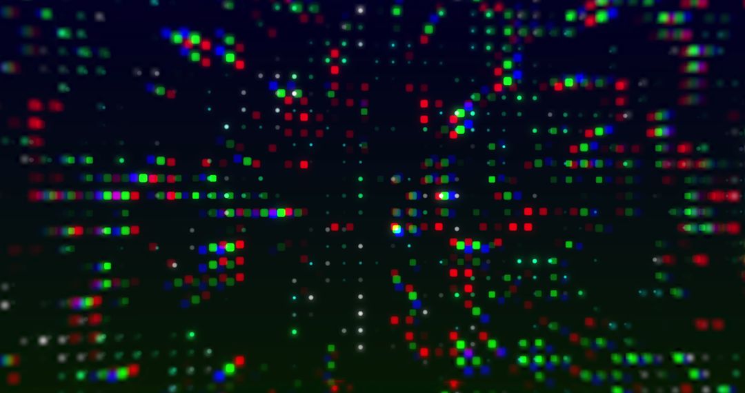 Colorful Glowing Spots in Abstract Digital Matrix