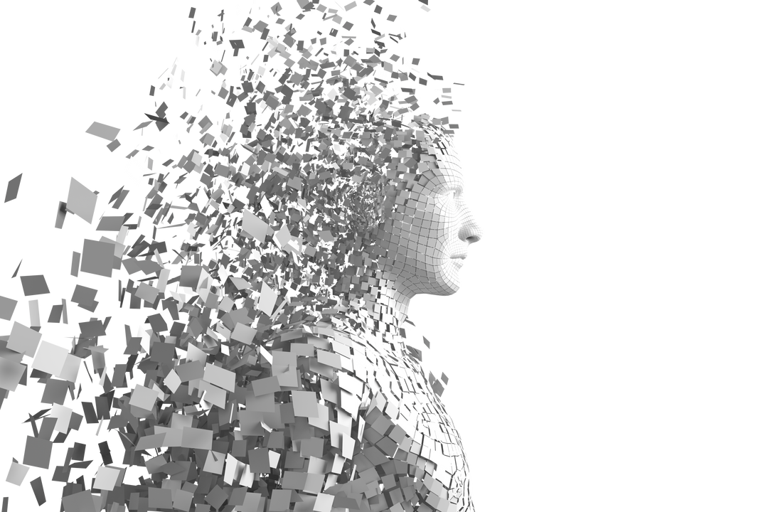 transparent white human form disintegrating into particles digital render - Download Free Stock Images Pikwizard.com