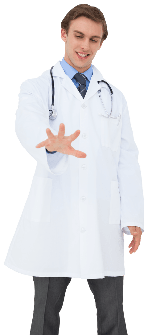 Caucasian Male Doctor with Stethoscope Isolated on Transparent Background