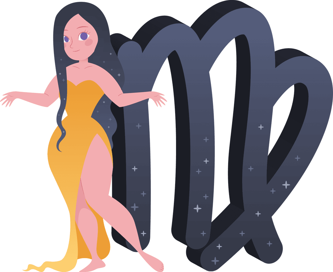 Virgo Zodiac Symbol with Woman on Transparent Background